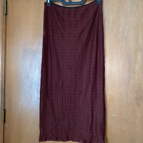 Brown Lace Midi Skirt - Picture 1 of 3